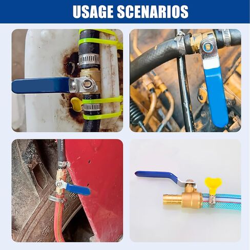 2 Pcs Brass Hose Barb Ball Valve Kit, 5/8" (16mm) Hose Shut Off Valve with 4 Pcs Stainless Steel Clamps, PEX Shut Off Valves for Hot and Cold Water, Oil, Gas, Fuel line Fittings in Saudi Arabia