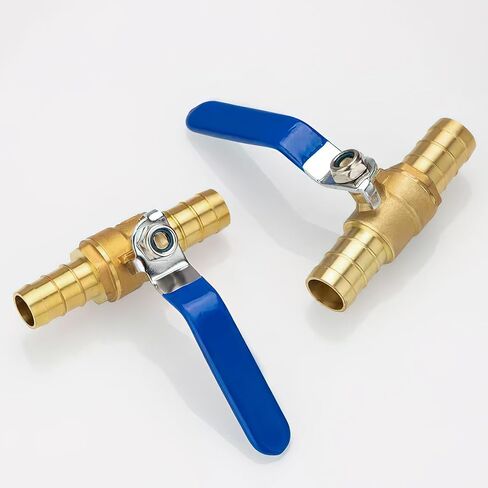 2 Pcs Brass Hose Barb Ball Valve Kit, 5/8" (16mm) Hose Shut Off Valve with 4 Pcs Stainless Steel Clamps, PEX Shut Off Valves for Hot and Cold Water, Oil, Gas, Fuel line Fittings in Saudi Arabia