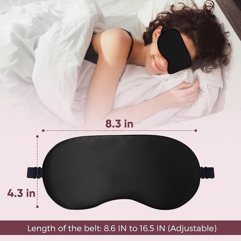 Sleep Mask Soft Silk Sleep Eye Cover with Elastic Strap Headband, Smooth Eyeshade for Night Sleeping, Travel, Nap 4 Pack (Black, Grey, Navy, Pink) in Saudi Arabia