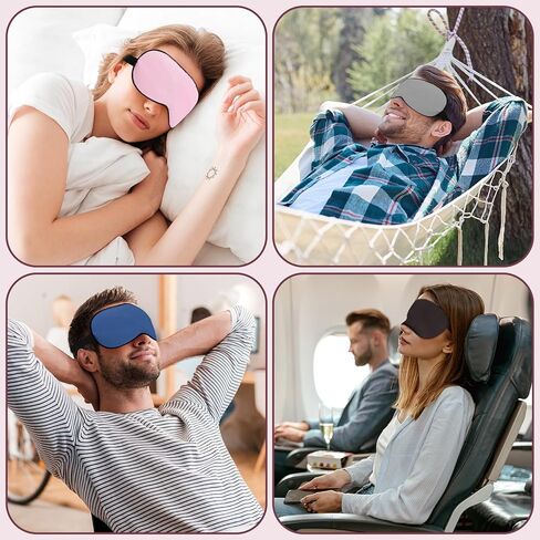 Sleep Mask Soft Silk Sleep Eye Cover with Elastic Strap Headband, Smooth Eyeshade for Night Sleeping, Travel, Nap 4 Pack (Black, Grey, Navy, Pink) in Saudi Arabia