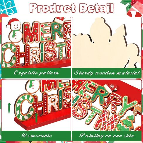 Blosssound 6 Pcs Christmas Wooden Table Decorations Gingerbread Man Table Signs Merry Christmas Noel Hot Cocoa Gingerbread House Candy Cane Table Centerpieces for Xmas Holiday Table Top Decor in Saudi Arabia