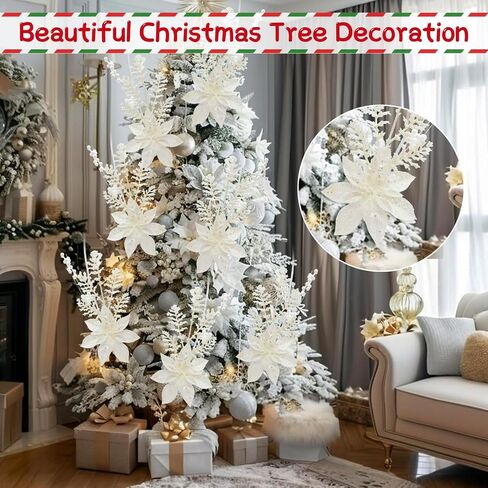 24 Pack Artificial Glitter Berry Stem Ornaments 17.5 Inch Pink Fake Christmas Picks Decorations with Poinsettia Christmas Flowers, Bead Sticks for DIY Christmas Tree Wreath Wedding Small Vase Decor in Kuwait