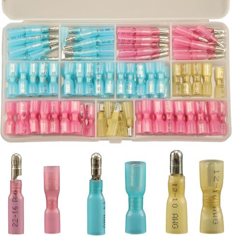 110pcs Heat Shrink Bullet Wire Connectors Kit, Waterproof Bullet Connectors, Bullet Terminals Wire Connectors Female & Male Wire Crimp Connectors, Marine Grade Bullet Connectors in Saudi Arabia
