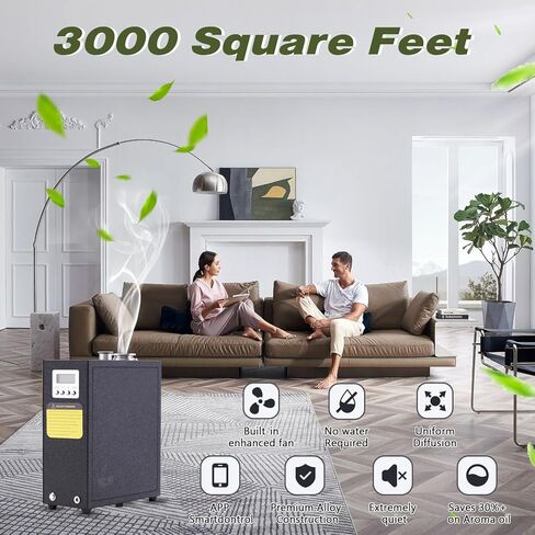موزع رائحة HVAC للمنزل بأكمله - 4000 قدم مربع، هادئ للغاية، معدن كامل، تطبيق WI-FI وبلوتوث، آلة توزيع مجموعة الفنادق، موزع هواء بارد، آلة هواء رائحة للمنزل - أسود نيزكي in Kuwait