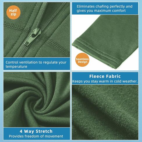 Women's Quarter Zip Thermal Tops Long Sleeve Fleece Workout Base Layer Shirts Cold Weather Running Skiing Golf in Kuwait