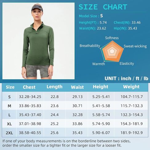 Women's Quarter Zip Thermal Tops Long Sleeve Fleece Workout Base Layer Shirts Cold Weather Running Skiing Golf in Kuwait