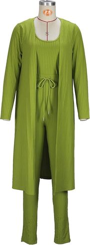 OCEANLUX Women 3 Piece Sweatsuit Fall Winter Lounge Tracksuit Set Ribbed Long Cardigan Crop Tank Tops Pants Travel Outfits in Saudi Arabia