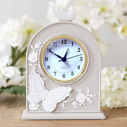 ساعة كوارتز صغيرة من HILLHOME إدراج 3-1/8 بوصة (80 مم) حركة كوارتز دائرية ساعة مصغرة بقرص أبيض وأرقام عربية مزخرفة بالذهب، تناسب فتحة قطر 3.0 بوصة (76 مم) in Kuwait