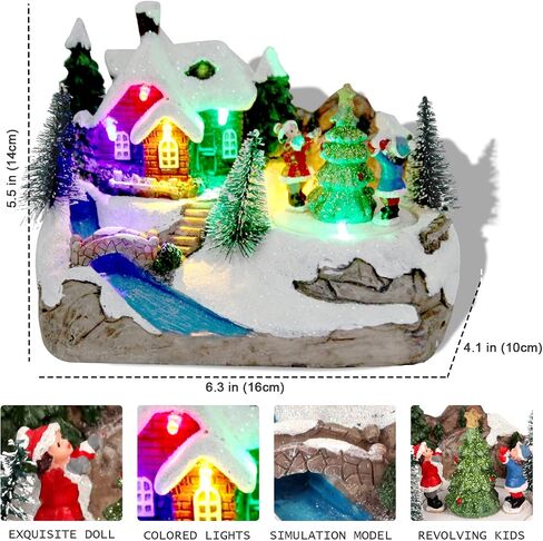 Christmas Decorations Village House Resin Collectible Building Figurines Revolving Train Musical Snow Globe 8 Music for Vintage Christmas Decor (Snow Man) in Saudi Arabia