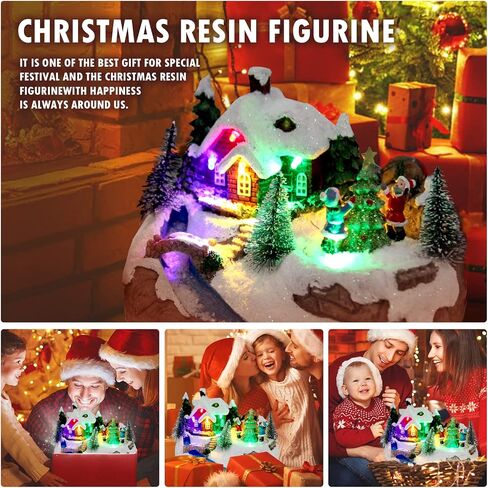 Christmas Decorations Village House Resin Collectible Building Figurines Revolving Train Musical Snow Globe 8 Music for Vintage Christmas Decor (Snow Man) in Saudi Arabia