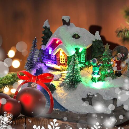 Christmas Decorations Village House Resin Collectible Building Figurines Revolving Train Musical Snow Globe 8 Music for Vintage Christmas Decor (Snow Man) in Saudi Arabia