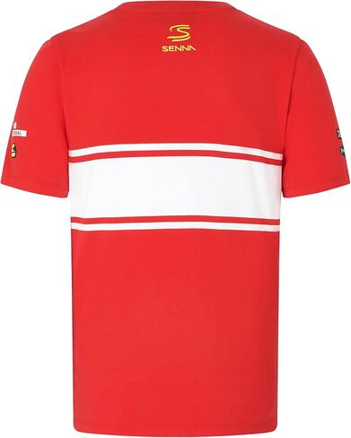 Ayrton Senna Men's Legacy Patchwork T-Shirt - Red, Organic Cotton, Embroidered Logos, Retro Motorsport Design in Saudi Arabia