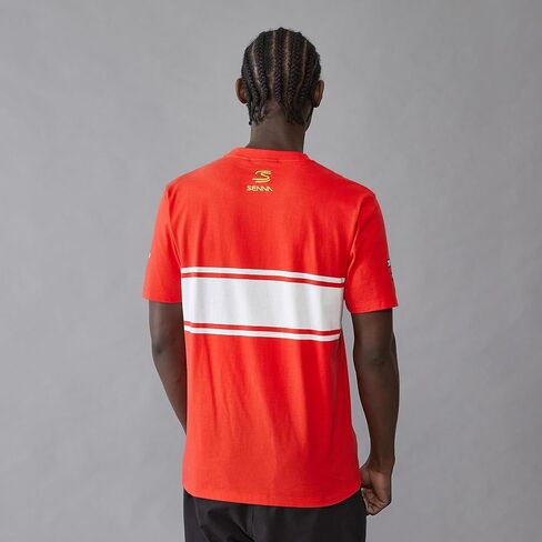 Ayrton Senna Men's Legacy Patchwork T-Shirt - Red, Organic Cotton, Embroidered Logos, Retro Motorsport Design in Saudi Arabia