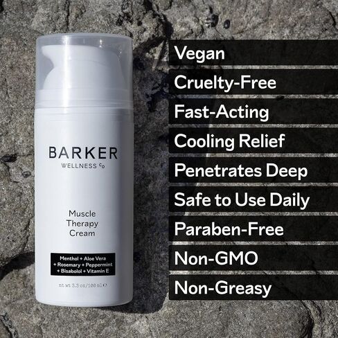 Barker Wellness Muscle Therapy Cream｜Sooth Joint and Muscles, Natural Relaxation with Added Antioxidants and Moisturizer｜All-Natural Vegan Cruelty-Free (100ml) in Saudi Arabia