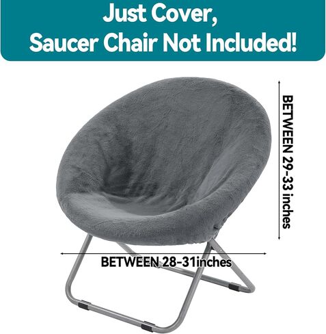 MABOZOO Saucer Chair Cover, Removable Folding Chair Cover Fluffy Moon Chair Cover Suitable for Chair Between 28"-31" x 29"-33" (Without Chair, Only a Cover) (White) in Saudi Arabia
