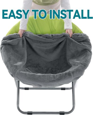 MABOZOO Saucer Chair Cover, Removable Folding Chair Cover Fluffy Moon Chair Cover Suitable for Chair Between 28"-31" x 29"-33" (Without Chair, Only a Cover) (White) in Saudi Arabia