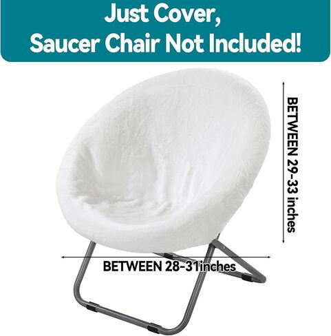 MABOZOO Saucer Chair Cover, Removable Folding Chair Cover Fluffy Moon Chair Cover Suitable for Chair Between 28"-31" x 29"-33" (Without Chair, Only a Cover) (White) in Saudi Arabia