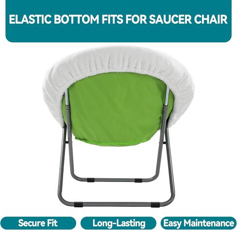 MABOZOO Saucer Chair Cover, Removable Folding Chair Cover Fluffy Moon Chair Cover Suitable for Chair Between 28"-31" x 29"-33" (Without Chair, Only a Cover) (White) in Saudi Arabia
