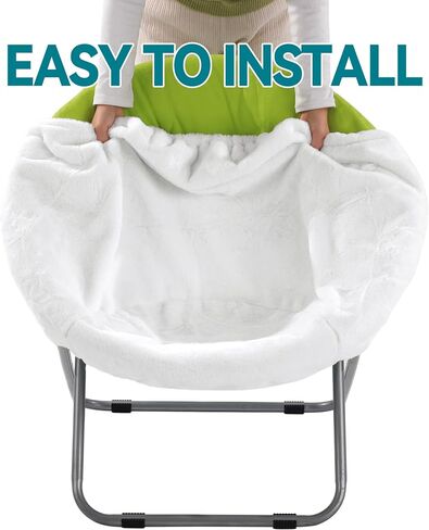 MABOZOO Saucer Chair Cover, Removable Folding Chair Cover Fluffy Moon Chair Cover Suitable for Chair Between 28"-31" x 29"-33" (Without Chair, Only a Cover) (White) in Saudi Arabia