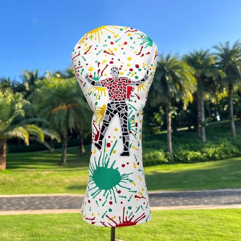 أغطية نادي الجولف المضحكة للسائق، أخشاب الممرات، الهجينة، مضارب الشفرات - غطاء رأس سائق الجولف من الجلد الصناعي الأبيض / غطاء خشب الممر / غطاء رأس هجين / غطاء رأس مضرب الشفرة غطاء رأس مغناطيسي، 5 نماذج متاحة in Saudi Arabia