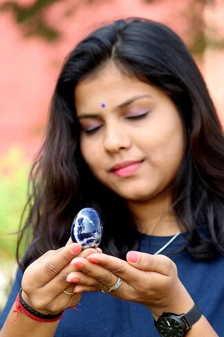 Jet Superb Lepidolite Gemstone Egg Free Booklet Crystal Therapy Bonded Sphere Magic Easter Fortune Teller Himalayan Rock Crystal Stone Genuine Beautiful (Lepidolite) in Kuwait