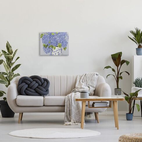 Stupell Industries Blue Hydrangea Bunches مزهرية مزخرفة بنمط الحياة الساكنة، تصميم بواسطة Maureen Grigs لوحة فنية جدارية من القماش، 20 × 16، أبيض in Saudi Arabia