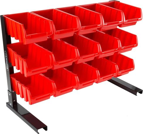 15 Bin Storage Rack Organizer- Durable Carbon Steel with Stackable Plastic Drawers for Tools, Hardware, Crafts, Office Supplies, More by Stalwart in Saudi Arabia