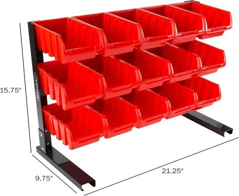 15 Bin Storage Rack Organizer- Durable Carbon Steel with Stackable Plastic Drawers for Tools, Hardware, Crafts, Office Supplies, More by Stalwart in Saudi Arabia