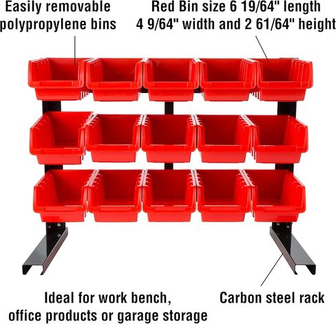 15 Bin Storage Rack Organizer- Durable Carbon Steel with Stackable Plastic Drawers for Tools, Hardware, Crafts, Office Supplies, More by Stalwart in Saudi Arabia