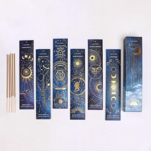 Carnatia's Starry Spell Incense Collection - Pack of 6 | Enchanting Aromas | Organic & Slow-Burning | 120 Premium Sticks to Ignite Your Imagination! in Saudi Arabia