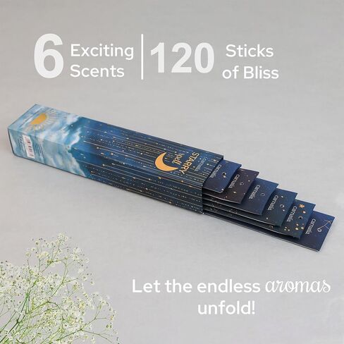 Carnatia's Starry Spell Incense Collection - Pack of 6 | Enchanting Aromas | Organic & Slow-Burning | 120 Premium Sticks to Ignite Your Imagination! in Saudi Arabia