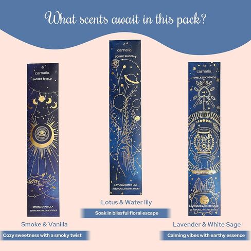 Carnatia's Starry Spell Incense Collection - Pack of 6 | Enchanting Aromas | Organic & Slow-Burning | 120 Premium Sticks to Ignite Your Imagination! in Saudi Arabia