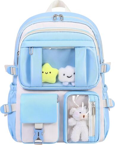 Kawaii Backpack for School Girls Cute Bag with Kawaii Stuff Bear Pendant Backpack Aesthetic for Kids (Pink) in Kuwait