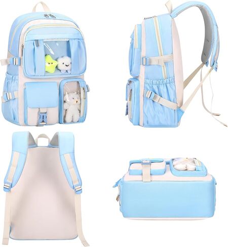 Kawaii Backpack for School Girls Cute Bag with Kawaii Stuff Bear Pendant Backpack Aesthetic for Kids (Pink) in Kuwait