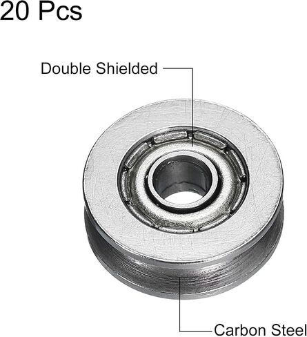 uxcell 20pcs V623ZZ V Groove Guide Pulley Bearing 3x12x4mm Carbon Steel Rail Ball Bearings Wheel, ABEC3 in Saudi Arabia