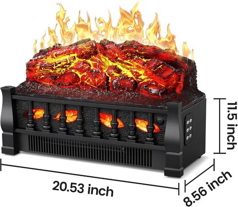 21 Inches Electric Fireplace Insert Log Heater Set, Freestanding Heater with Adjustable Flame Brightness and Flicker Speed, 750w/1500w Heating, Overheat Protection, Remote Control in Saudi Arabia