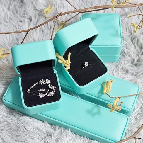 PU Leather Ring Box, Luxury Velvet Jewelry Ring Boxes for Proposal, Engagement, Wedding, Gifts - Jewelry Storage Case, Ring Earrings Jewelry Counter Display Props（Blue） in Saudi Arabia
