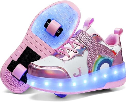 Nsasy Girls Boys Roller Shoes with LED Light Up Wheels Sneakers Kids Roller Skates Shoes for Kids for Children in Kuwait