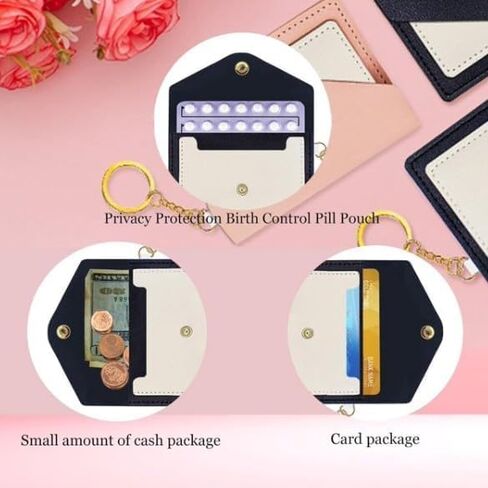 1Pc Pink Birth Control Pill Case Sleeve Packet PU Leather Wallet Pill Holder Privacy Protection Birth Control Pill Wallet with Key Ring Small in Size and Light in Weight,Medication Aids 4.3 X 3 Inch in Saudi Arabia