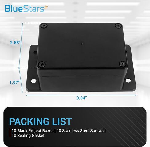 حزمة BlueStars مكونة من 2 صندوق مشروع مع أذن ثابتة IP65 ABS بلاستيك مقاوم للماء ومقاوم للطقس، 3.94 بوصة × 2.68 بوصة × 1.97 بوصة حاوية طاقة لمشروع كهربائي لمشروع DIY in Saudi Arabia