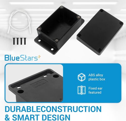 حزمة BlueStars مكونة من 2 صندوق مشروع مع أذن ثابتة IP65 ABS بلاستيك مقاوم للماء ومقاوم للطقس، 3.94 بوصة × 2.68 بوصة × 1.97 بوصة حاوية طاقة لمشروع كهربائي لمشروع DIY in Saudi Arabia