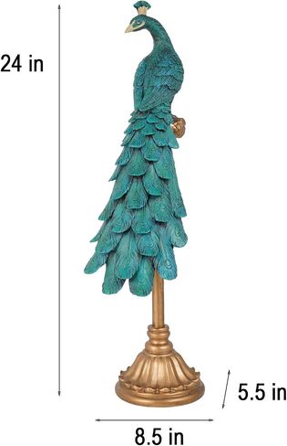 Braxio Console Table Decor Peacock Statue - Modern Home Living Room Bedroom Coffee Table Resin Shelf Decor Office Desktop Art Sculpture 8.5 X 5.5 X 24 Inch in Saudi Arabia