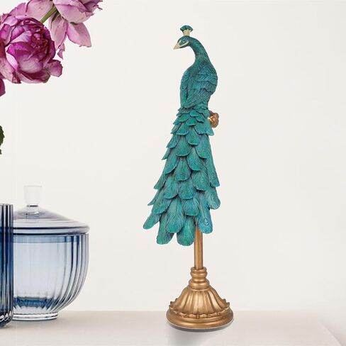 Braxio Console Table Decor Peacock Statue - Modern Home Living Room Bedroom Coffee Table Resin Shelf Decor Office Desktop Art Sculpture 8.5 X 5.5 X 24 Inch in Saudi Arabia
