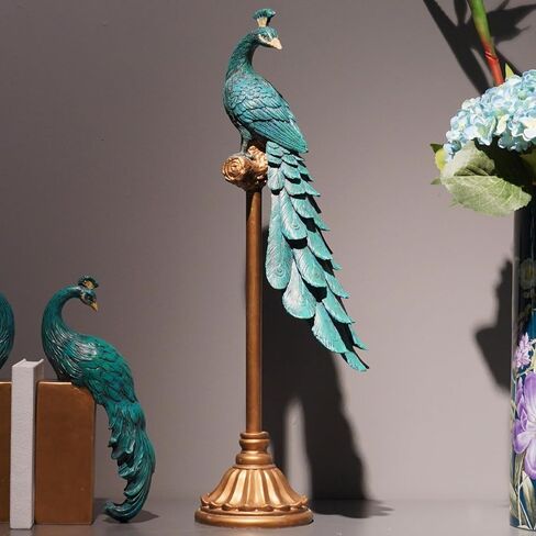 Braxio Console Table Decor Peacock Statue - Modern Home Living Room Bedroom Coffee Table Resin Shelf Decor Office Desktop Art Sculpture 8.5 X 5.5 X 24 Inch in Saudi Arabia