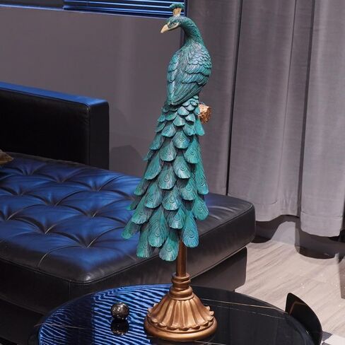 Braxio Console Table Decor Peacock Statue - Modern Home Living Room Bedroom Coffee Table Resin Shelf Decor Office Desktop Art Sculpture 8.5 X 5.5 X 24 Inch in Saudi Arabia
