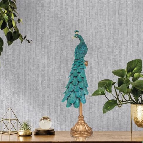 Braxio Console Table Decor Peacock Statue - Modern Home Living Room Bedroom Coffee Table Resin Shelf Decor Office Desktop Art Sculpture 8.5 X 5.5 X 24 Inch in Saudi Arabia