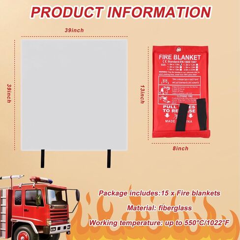 10 Pack Emergency Fire Blanket for Home and Kitchen Fire Suppression Blanket Fiberglass Fire Blanket for House Camping Car Office Warehouse Emergency Survival Safety (39.3 x 39.3 Inch) in Saudi Arabia