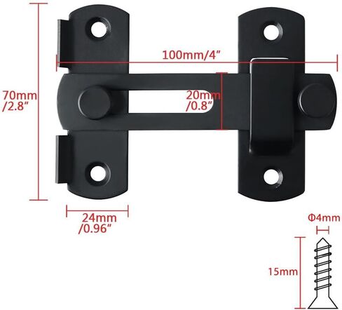 Alise Flip Latch Gate Latch,4inch Stainless Steel barn Door Lock,Anti-Theft Lock,Safety Door Lock for Wooden Fence,Matte Black Finish,MK001 in Saudi Arabia