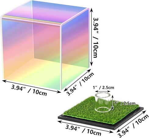 Iridescent Acrylic Golf Ball Display case with Grass pad Clear Laser Golf Ball case Hole in one Golf Ball Display case Golf Ball Holder for Single Ball Souvenir Golfball Collections Display in Saudi Arabia