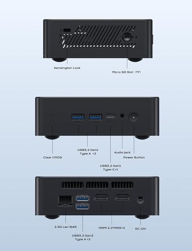 كمبيوتر مكتبي صغير MINIFORUM UN100D Alder Lake N100 Windows 11 Home، ذاكرة وصول عشوائي 16 جيجابايت + 512 جيجابايت SSD، 2X 2.5G LAN، شاشة HDMI/DP/USB-C 4K ثلاثية، فتحة SATA HDD 2.5 بوصة، فتحة بطاقة TF عامل شكل صغير in Kuwait